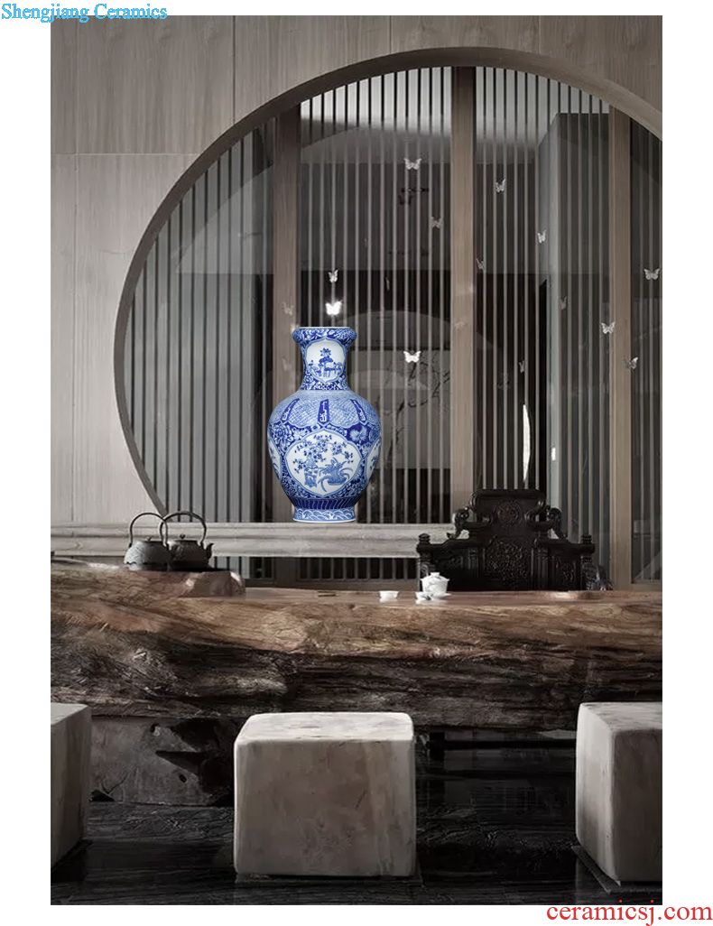 Hand-painted JingJun jingdezhen ceramics crafts are blue and white porcelain vases, flower arrangement sitting room of Chinese style household decorations