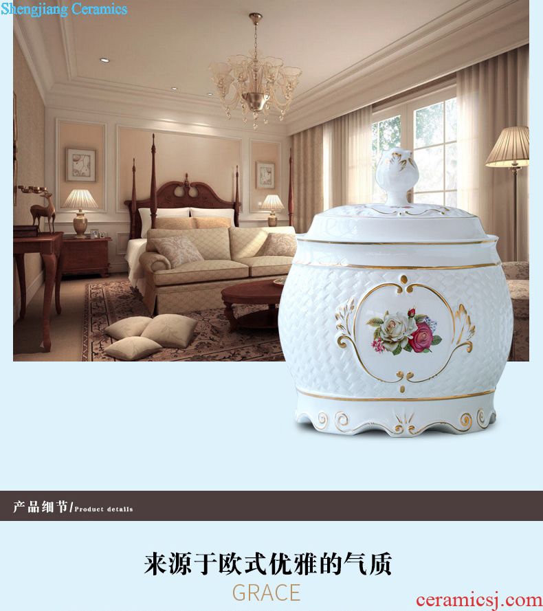 Ceramic jars it oil cylinder storage tank 50 kg 100 jins big bucket of jingdezhen tea at the end of the cylinder with tap