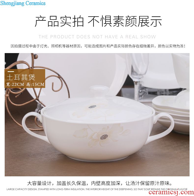 Tableware suit dishes with jingdezhen ceramic dishes suit Chinese bowl household combination Jane the cutlery gifts