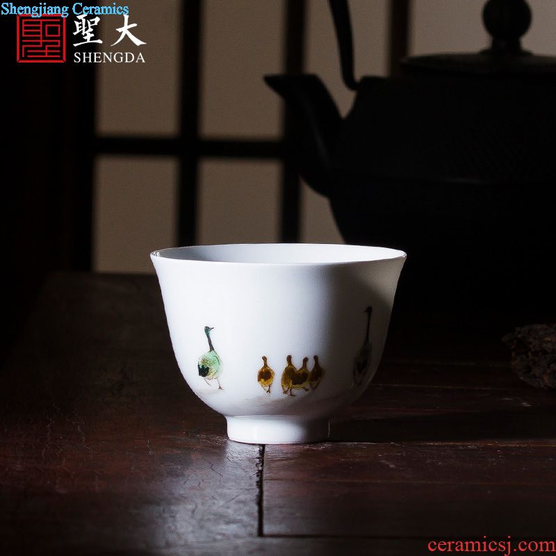 Clearance rule ceramic kung fu tea master cup hand-painted pastel radish cabbage cylinder cup jingdezhen tea cup