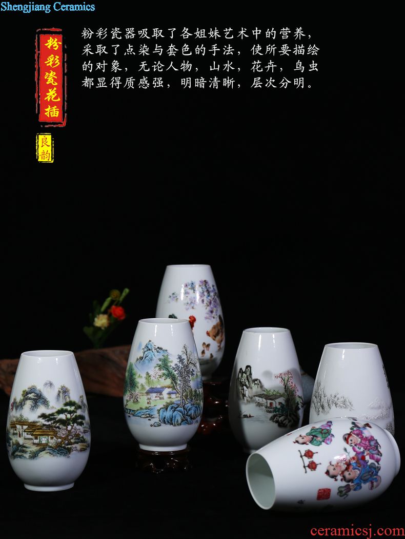 Jingdezhen ceramic vase modern blue and white porcelain dou color lotus home sitting room place cheongsam handicraft gifts