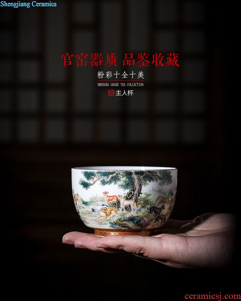 St large ceramic three tureen teacups hand-painted with blue and white landscape tea bowl full manual work of jingdezhen tea service