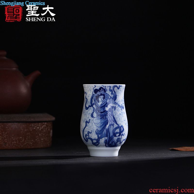 Sample tea cup individual cup of jingdezhen ceramic color hand-painted porcelain dou "four love figure" set of kung fu tea cups of hand