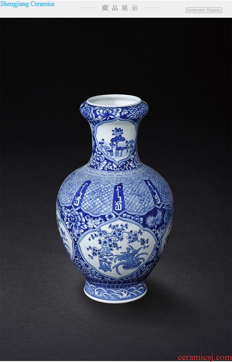 Hand-painted JingJun jingdezhen ceramics crafts are blue and white porcelain vases, flower arrangement sitting room of Chinese style household decorations