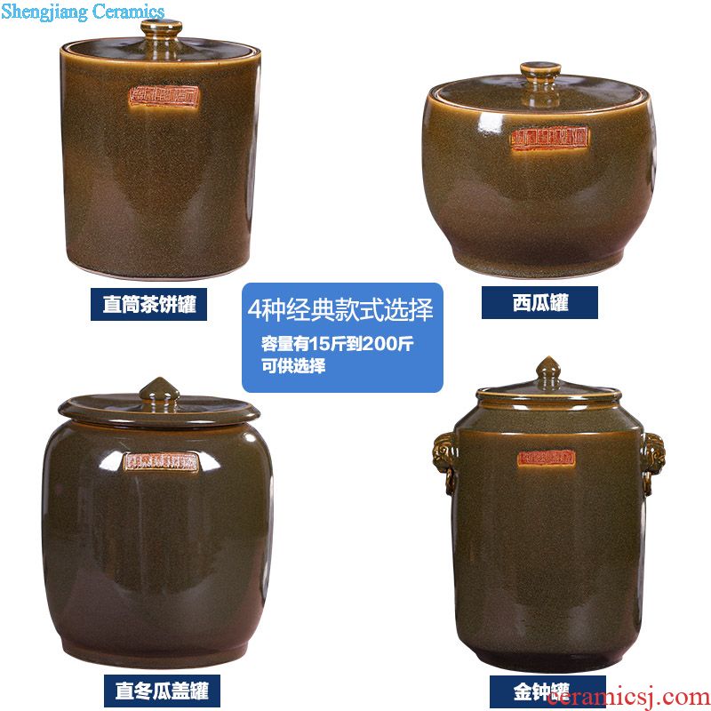 Jingdezhen ceramic hand-painted porcelain tea pot large seal tea cake home ten loaves puer tea cylinder