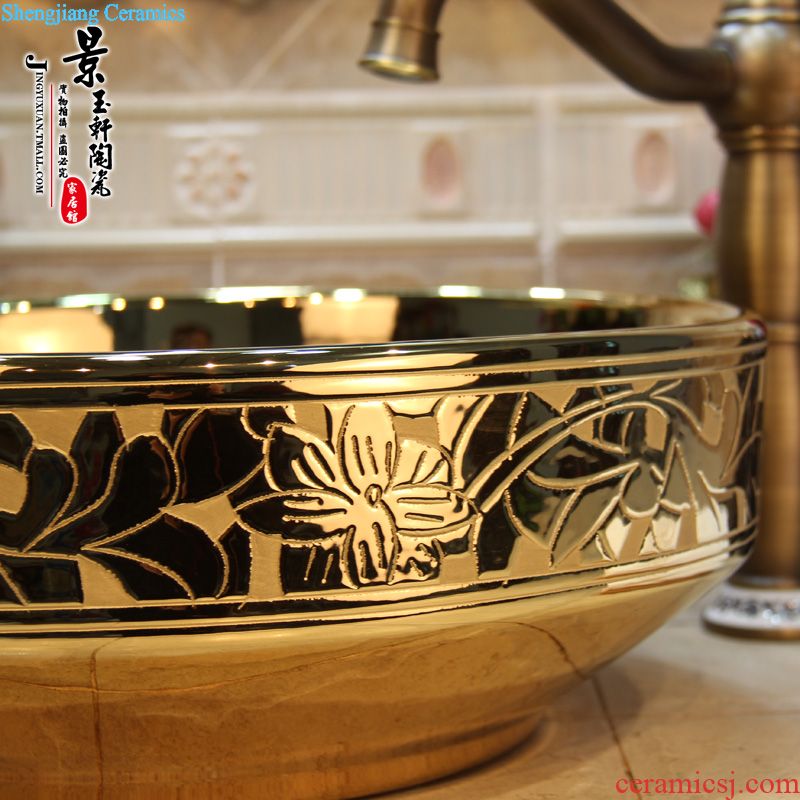 Jingdezhen ceramic stage basin to lavatory basin art imitation marble square has a tap hole 324 d 4