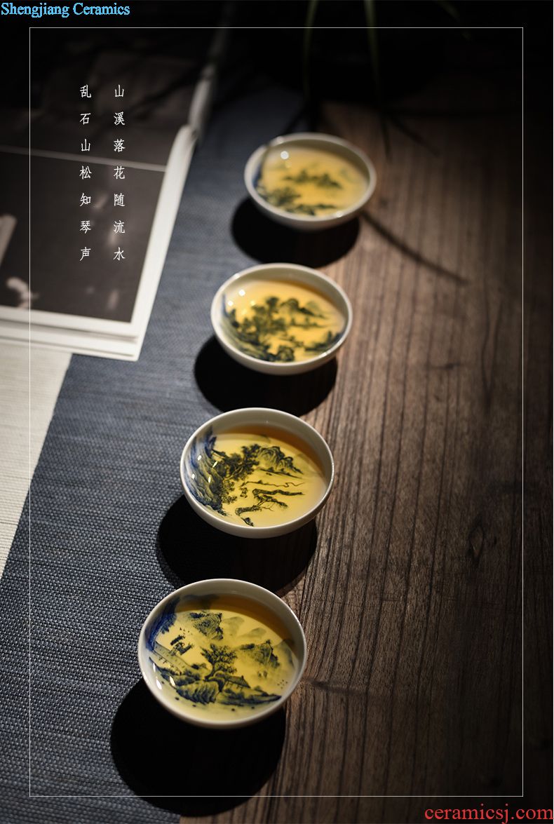 Jingdezhen hand-painted color bucket sample tea cup single cup JingJun noggin kung fu tea set ceramic cups master cup
