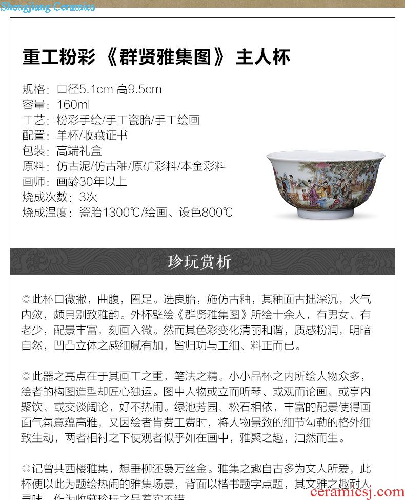 The big ceramic curios Blue and white 18 arhats master kung fu teacups hand-painted lamp that jingdezhen tea sample tea cup