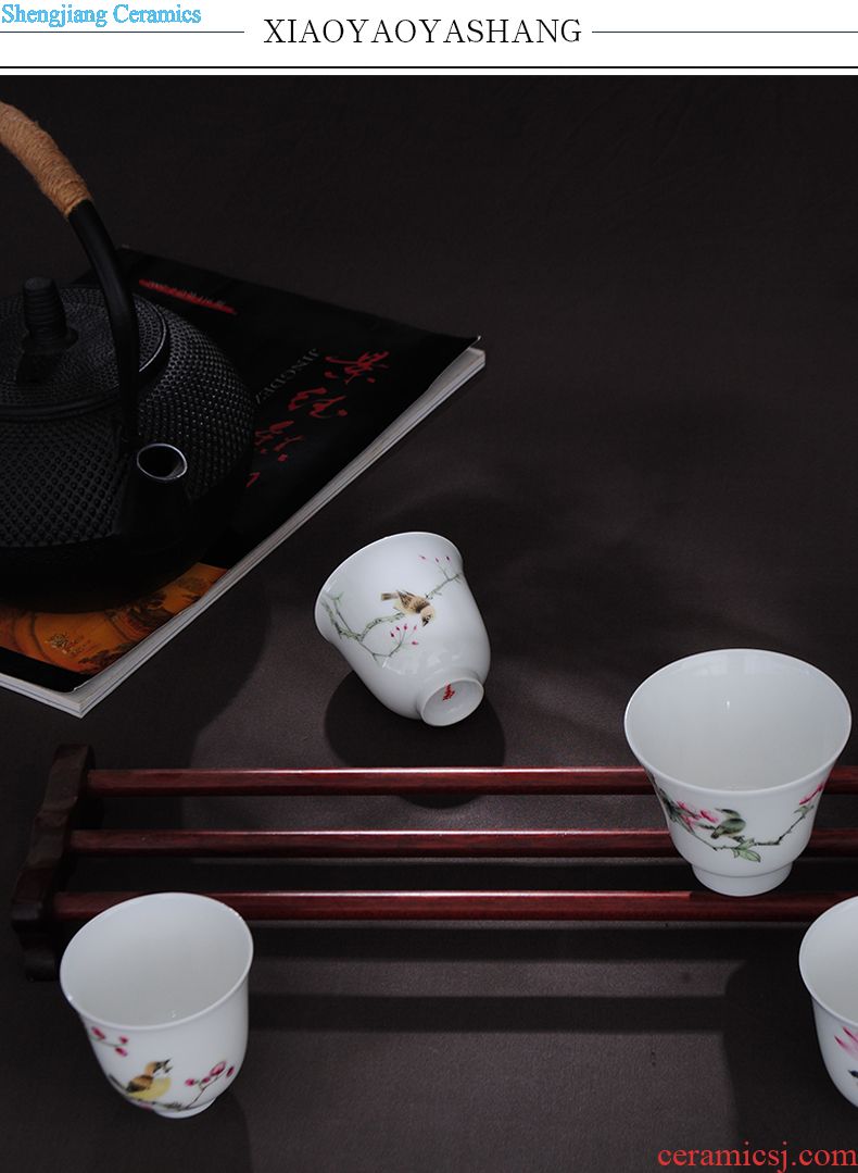 Jingdezhen ceramic teacups hand-painted color ink landscape sample tea cup single cup kunfu tea tea set personal cup