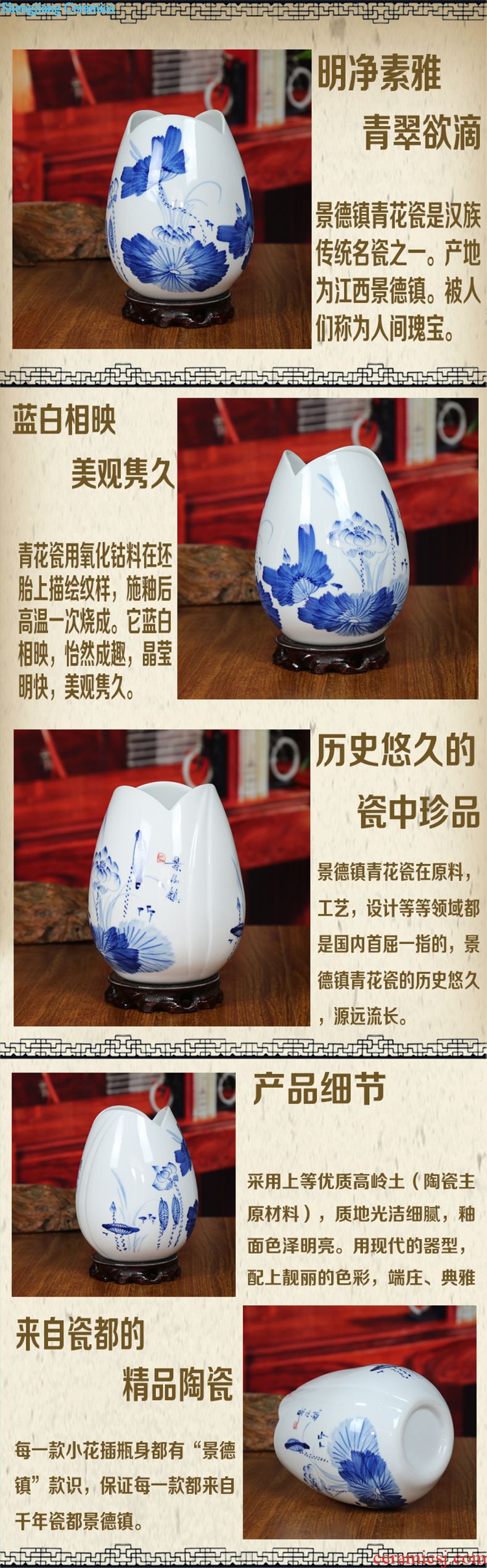 Jingdezhen ceramic vases, Chinese red modern home sitting room place gold peony handicraft housewarming gift