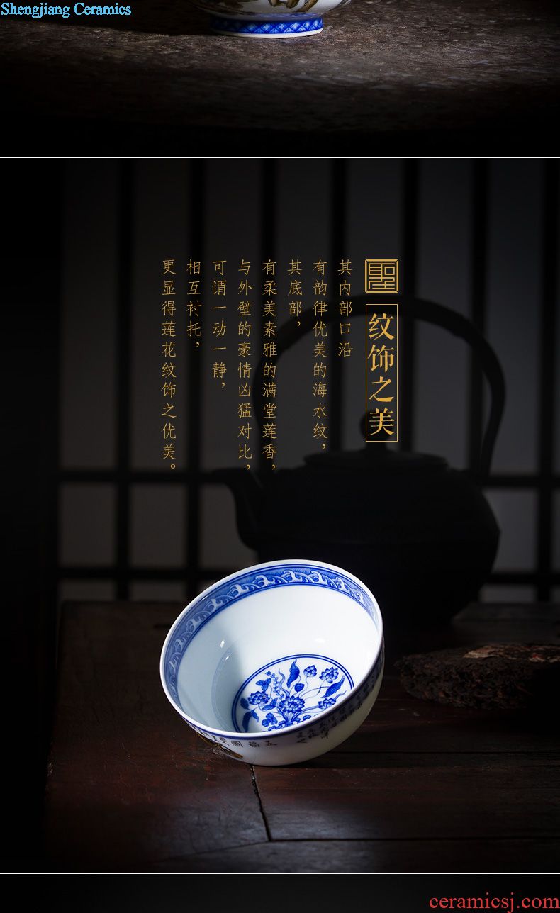 Santa teacups hand-painted wufu ceramics kung fu figure large bowl full manual tiger glass of jingdezhen tea service master