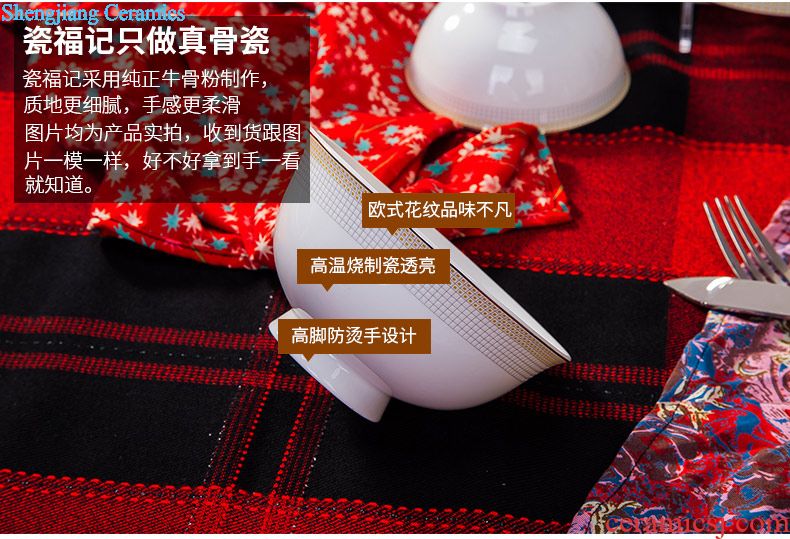 Jingdezhen tableware suit dishes high-grade bone China tableware dishes suit household gift box of 10 European silverware