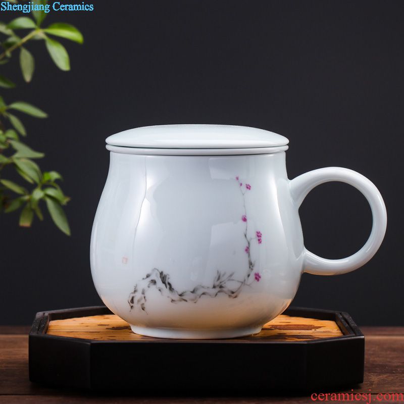 Ms ceramic vacuum cup tea cup of blue and white porcelain ceramic bladder male glass business gifts cups can be customized