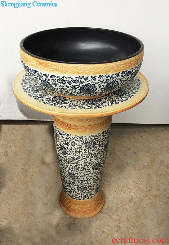 Jingdezhen JingYuXuan lotus pillar ceramic art basin waist drum broken bottom lavatory basin of wash basin