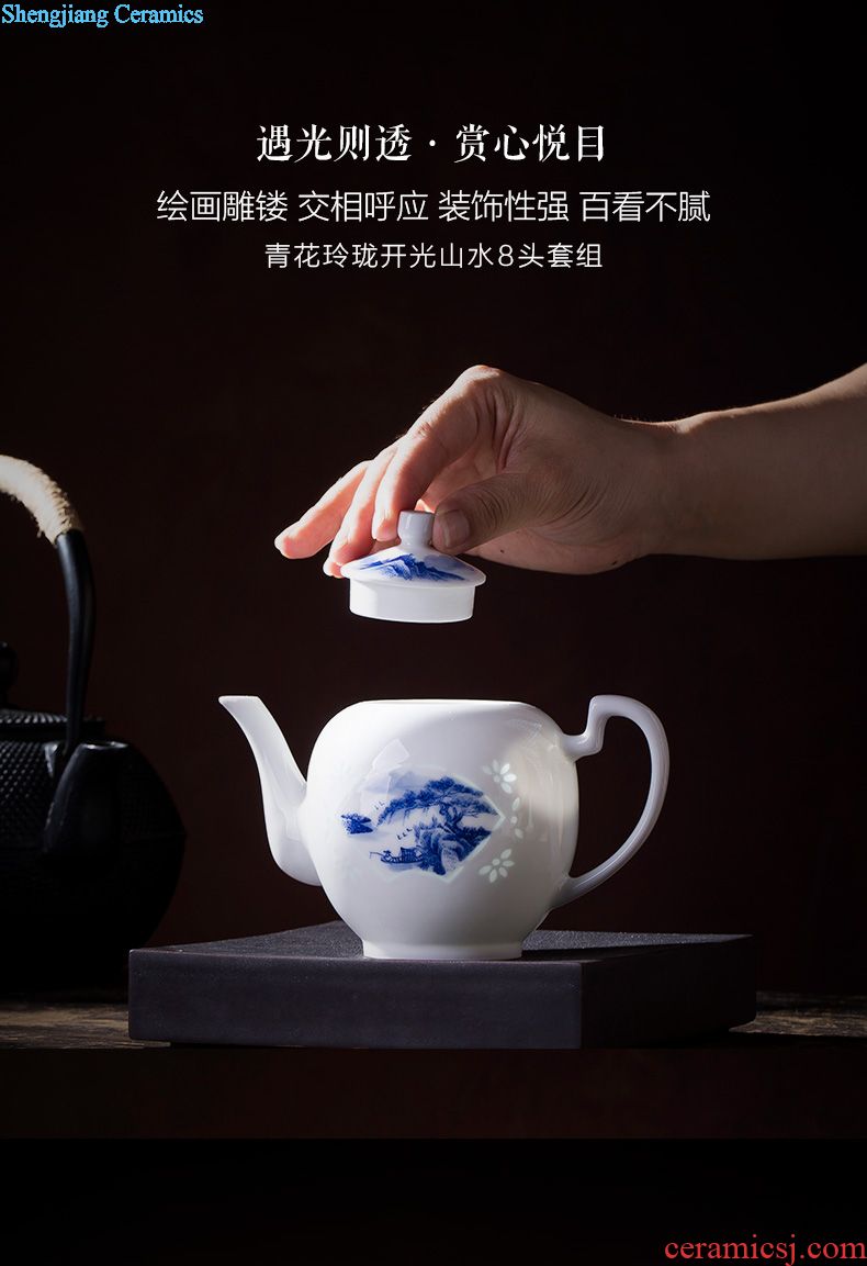 Holy big ceramic kung fu masters cup hand-painted porcelain cups water lotus pattern sample tea cup manual of jingdezhen tea service