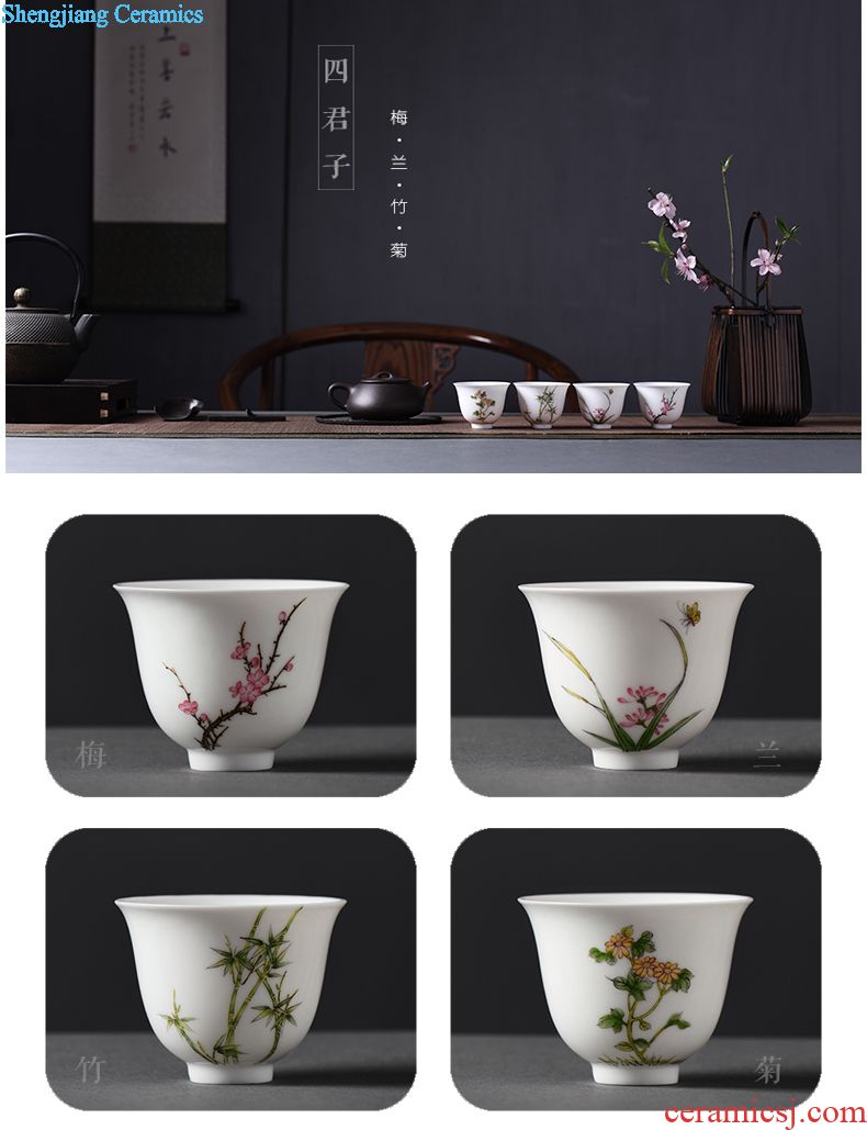 Kung fu tea colored enamel JingJun jingdezhen ceramics three bowl of hand-painted tureen manually make tea bowl cups