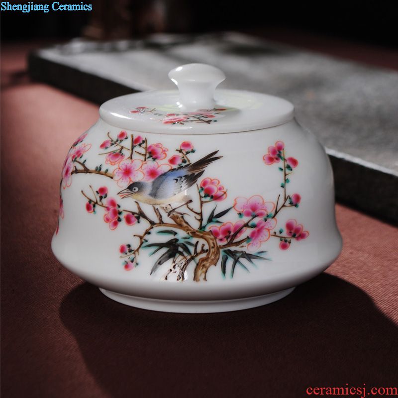 Jingdezhen ceramic tureen hand-painted scenery bowl kung fu tea set manual blue three cups to bowl to bowl