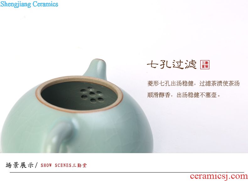 Three frequently hall your kiln kung fu tea set piece of jingdezhen ceramic teapot tea ceremony of a complete set of sample tea cup TZS173