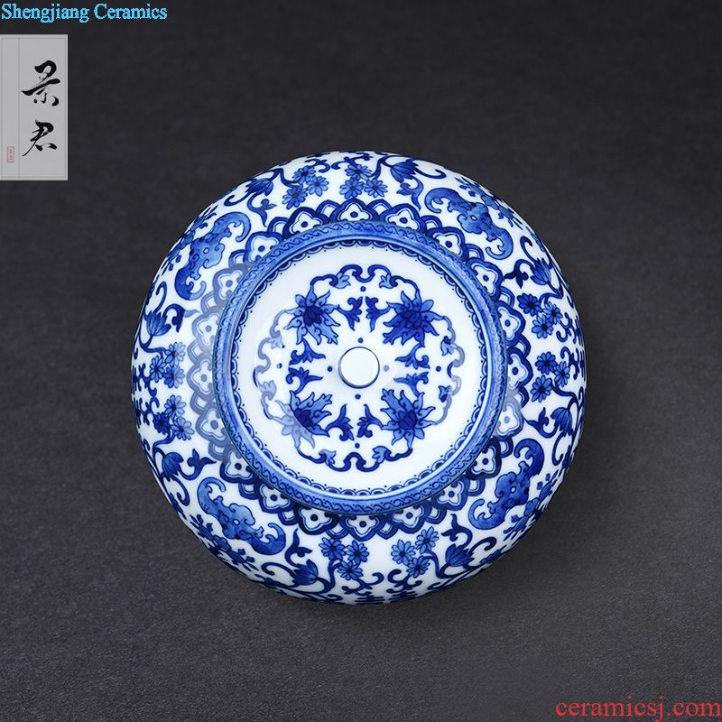 JingJun ceramics kung fu tea sample tea cup hand-painted the colour blue and white landscape pu-erh tea master of jingdezhen tea service