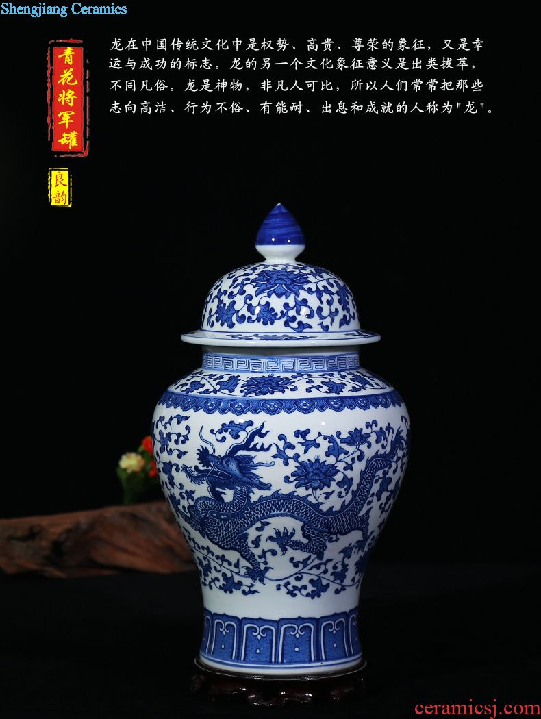 Blue and white porcelain of jingdezhen ceramics decoration cylinder storage tank sundry cans sitting room place flowerpot dragon playing the study bead