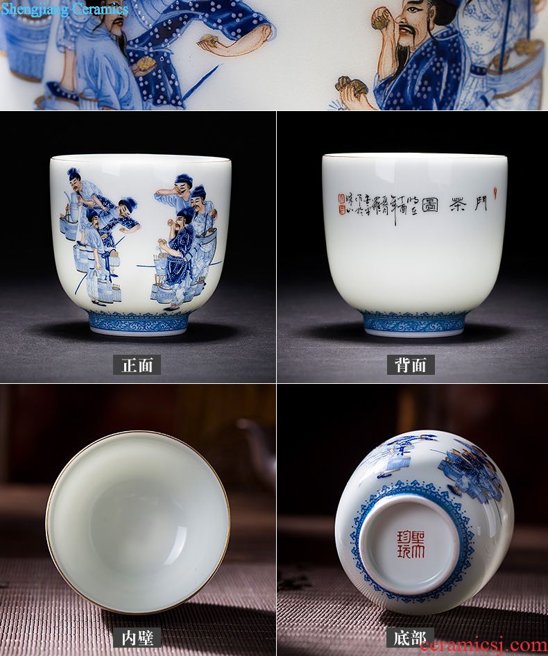 The big ceramic curios Hand-painted color ink paint in the front round body cup master cup all hand kung fu tea cups