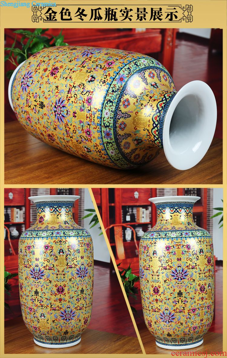 Jingdezhen ceramics colored enamel vase sitting room decoration dragon born study modern household furnishing articles