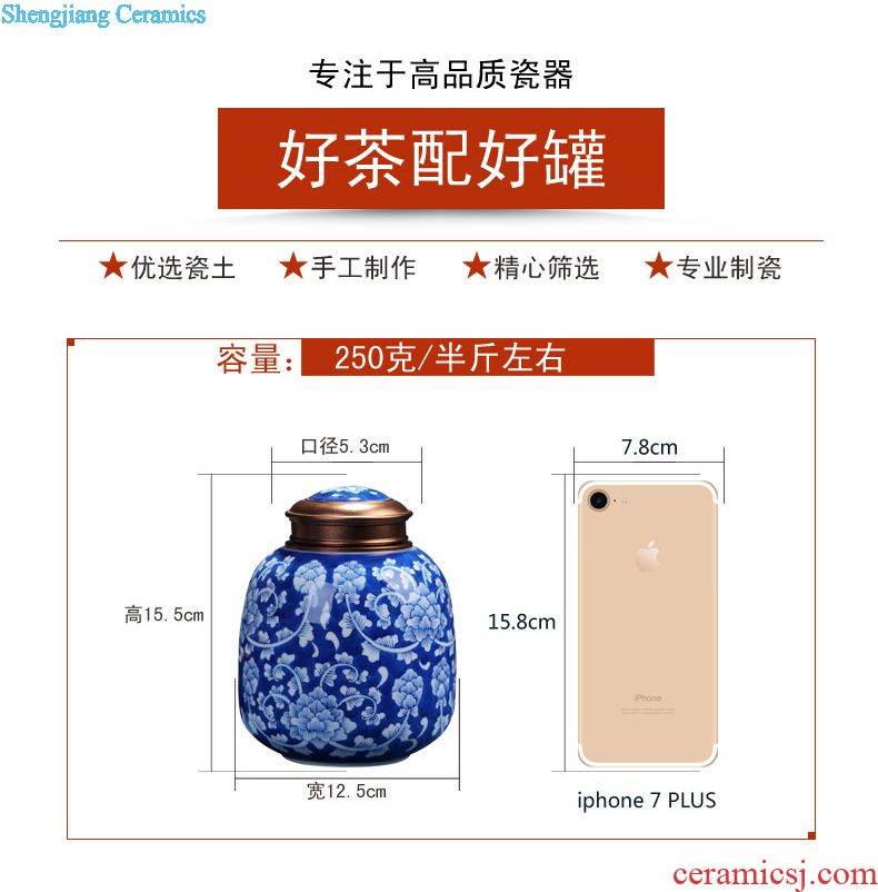 Jingdezhen ceramic tea cake tea gift box packaging household tea pot seal pot storage tank