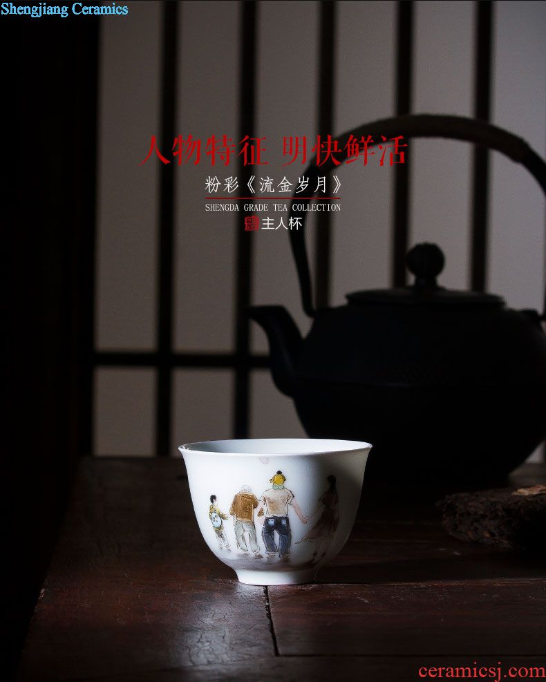 Santa jingdezhen ceramic handmade kung fu tea set hand-painted heavy crane figure teapot rarities single pot of pastel