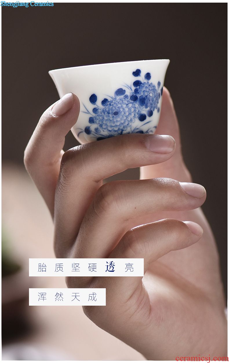 JingJun Jingdezhen ceramics Hand painted blue and white Sample tea cup kung fu tea cups