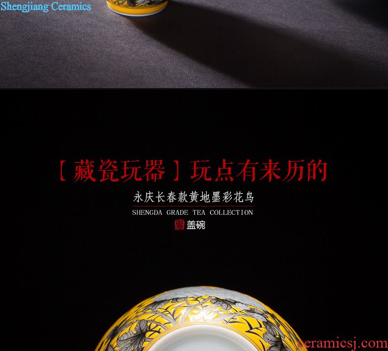Holy big ceramic kung fu tea sample tea cup ji red colored enamel paint cup for cup all hand of jingdezhen tea service