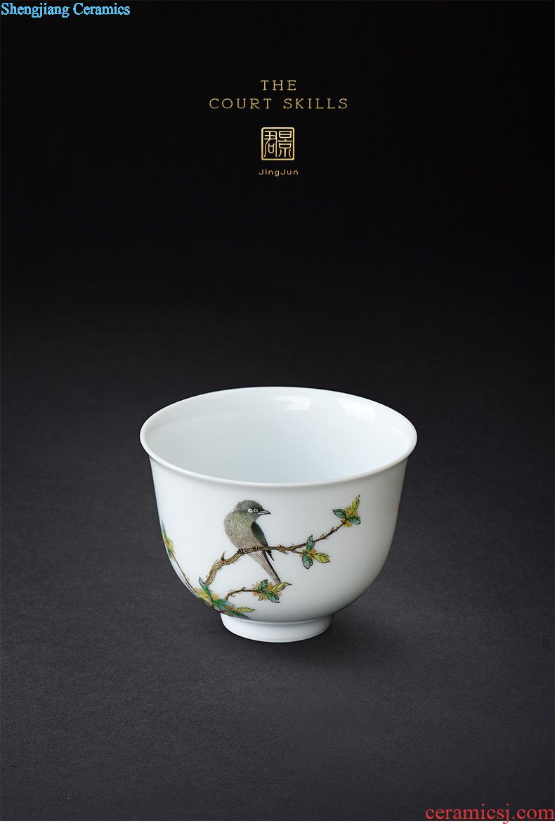 JingJun Jingdezhen ceramics Hand painted colored enamel all hand sample tea cup Kung fu master tea cups