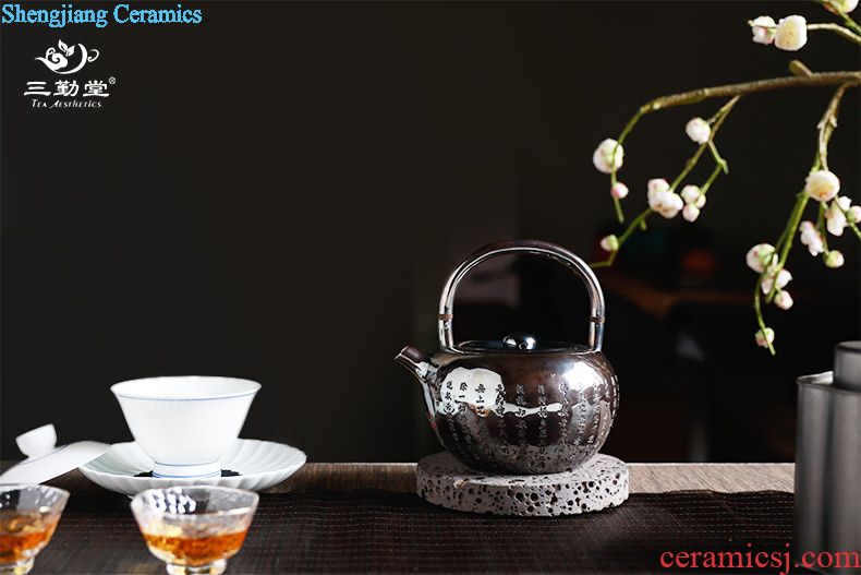 Three frequently kung fu tea cups Jingdezhen ceramic tea set sample tea cup cup single cup chrysanthemum patterns S41051 master