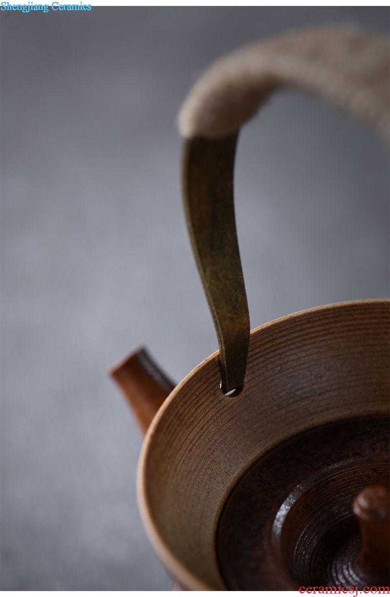 JingJun jingdezhen manual variable glaze thick clay tureen only three bowl of kung fu tea cups coarse pottery tureen tea cups