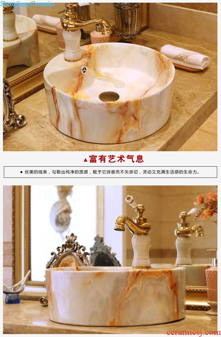 Jingdezhen ceramic art basin bathroom sinks on the basin that wash a face basin to hand gold-plated admiralty carve patterns or designs on woodwork