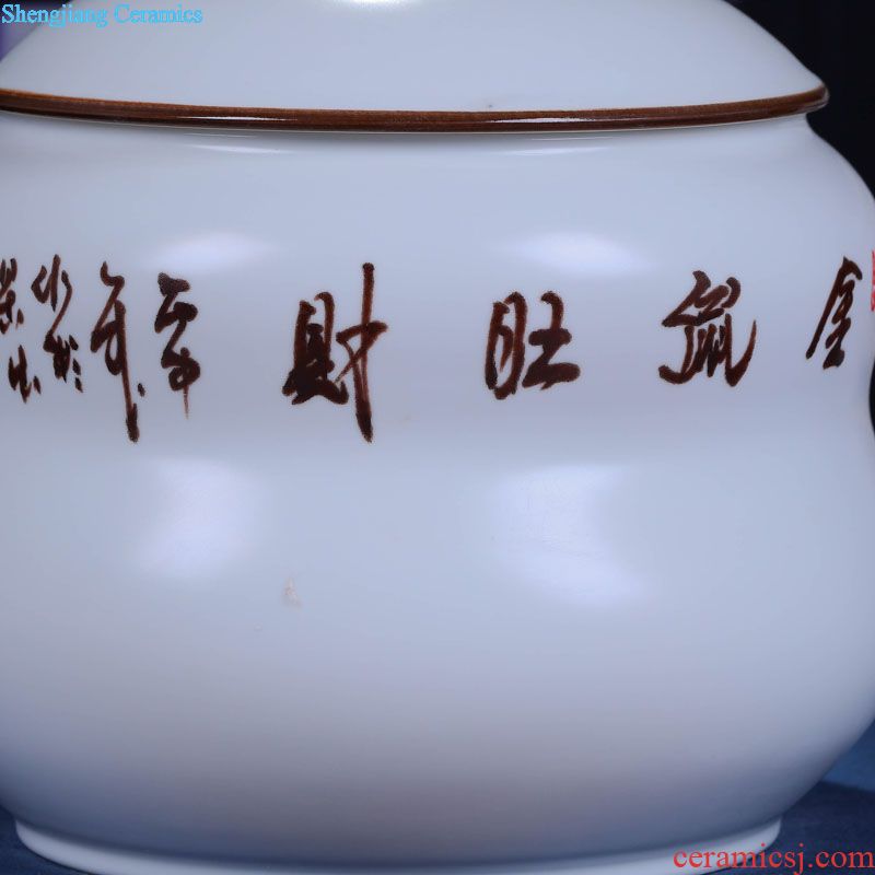 Jingdezhen ceramic hand-painted caddy large puer tea pot box general household handmade quality restoring ancient ways