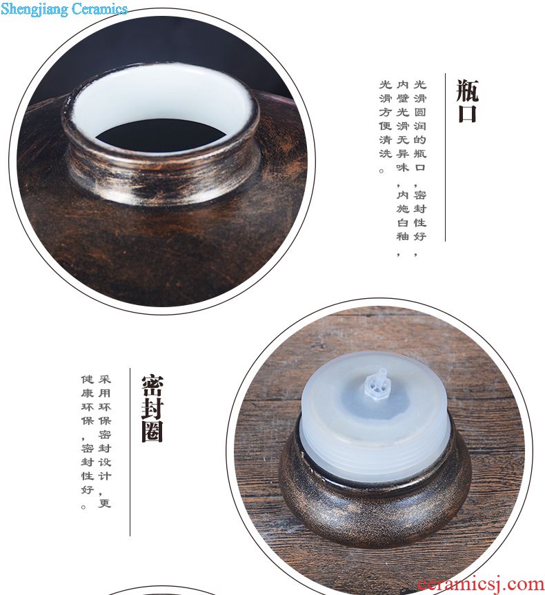 Jingdezhen bottle 20 jins straight jars storage bottle with tap archaize seal hip wine wine jars