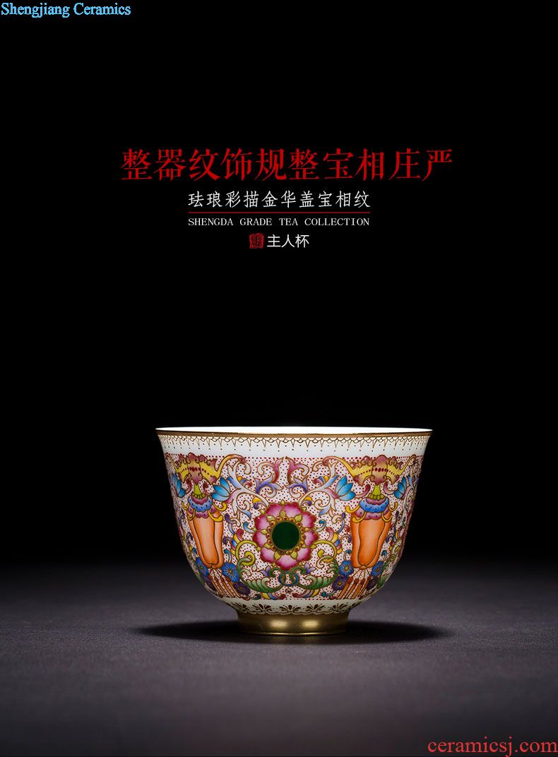 Holy big ceramic kung fu tea master cup hand-painted pastel poetic landscape six-party cup jingdezhen tea sample tea cup