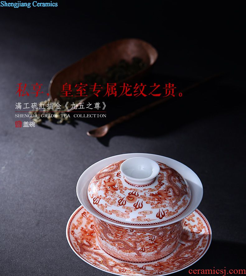 Santa jingdezhen all handmade ceramic sample tea cup hand-painted pastel pine crane master cup kung fu tea tea cup