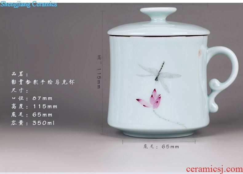 The three frequently tureen tea ware jingdezhen ceramic cups hand-painted pastel celadon S12014 matte white only three cup