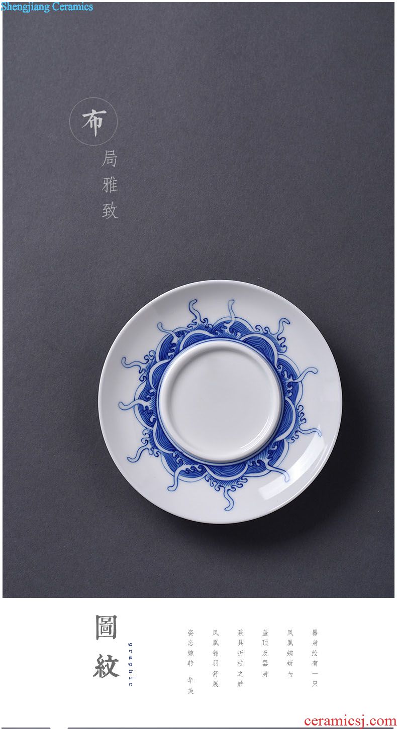 JingJun Jingdezhen ceramics Blue and white colored enamel manual all three tureen Kung fu tea bowl