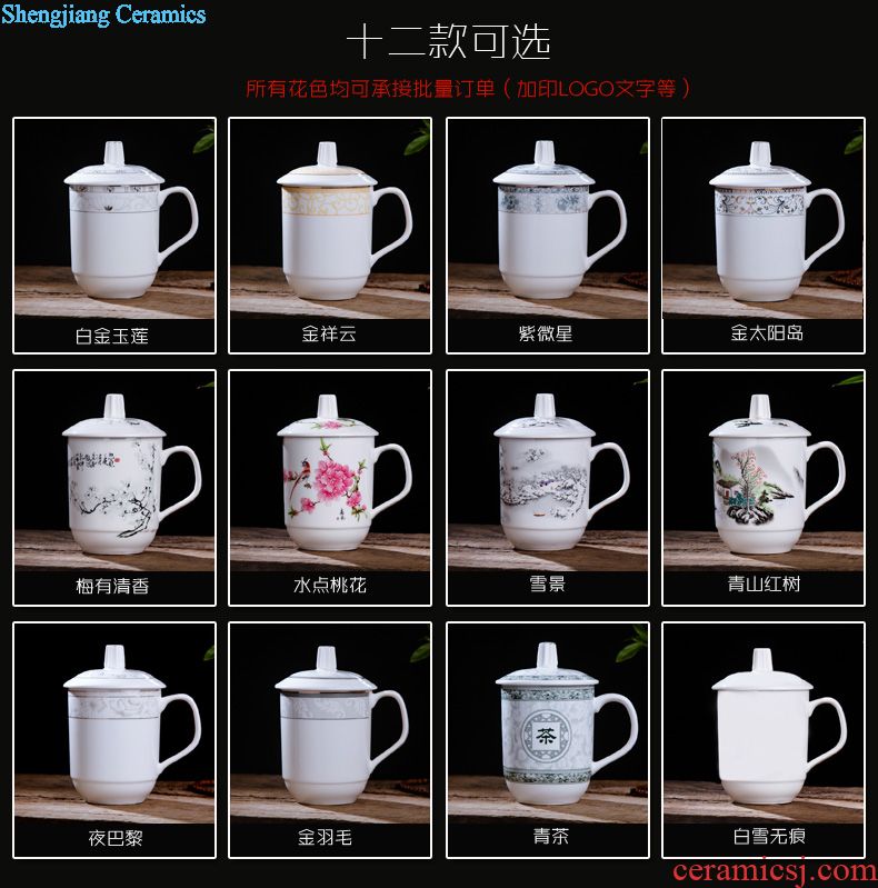 Jingdezhen ceramic cups with cover cup large bone porcelain cup contracted household glass office meeting 10