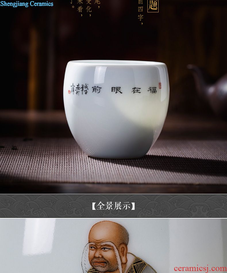 The big ceramic curios Hand-painted color ink paint 18 arhats sample tea cup cup all hand of jingdezhen tea service