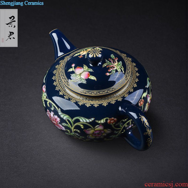 Jingdezhen hand-painted enamel teapot JingJun bound branches like a teapot kung fu tea pot home little teapot