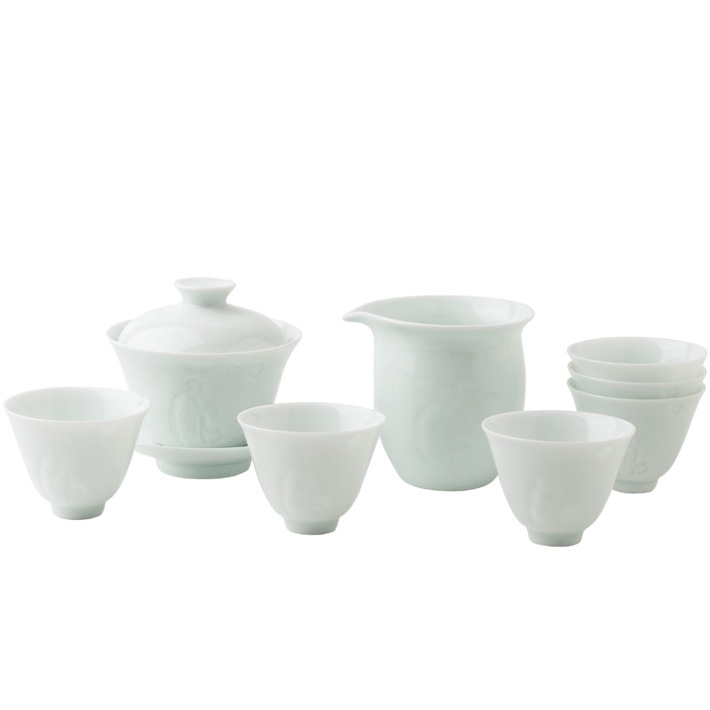 Kung fu tea set three frequently hall jingdezhen ceramic tea cup tureen ST1035 fair a complete set of 10 head group