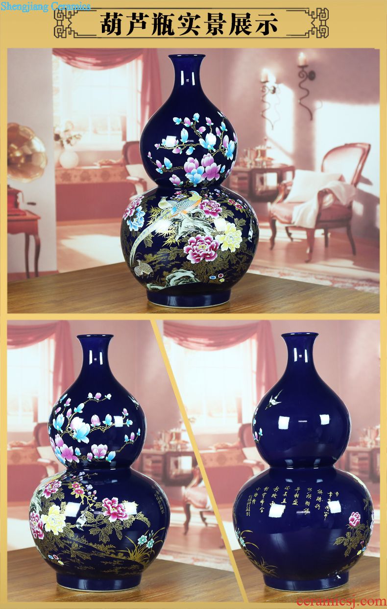 Sitting room adornment of jingdezhen ceramics enamel decorated TV ark furnishing articles of modern Chinese style of large vase