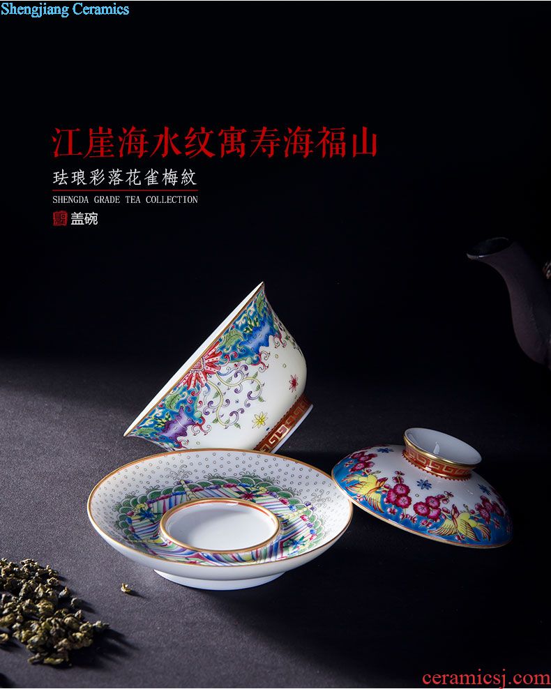 Holy big ceramic teacups hand-painted famille rose "ambitions" kung fu master sample tea cup cup pure manual of jingdezhen tea service
