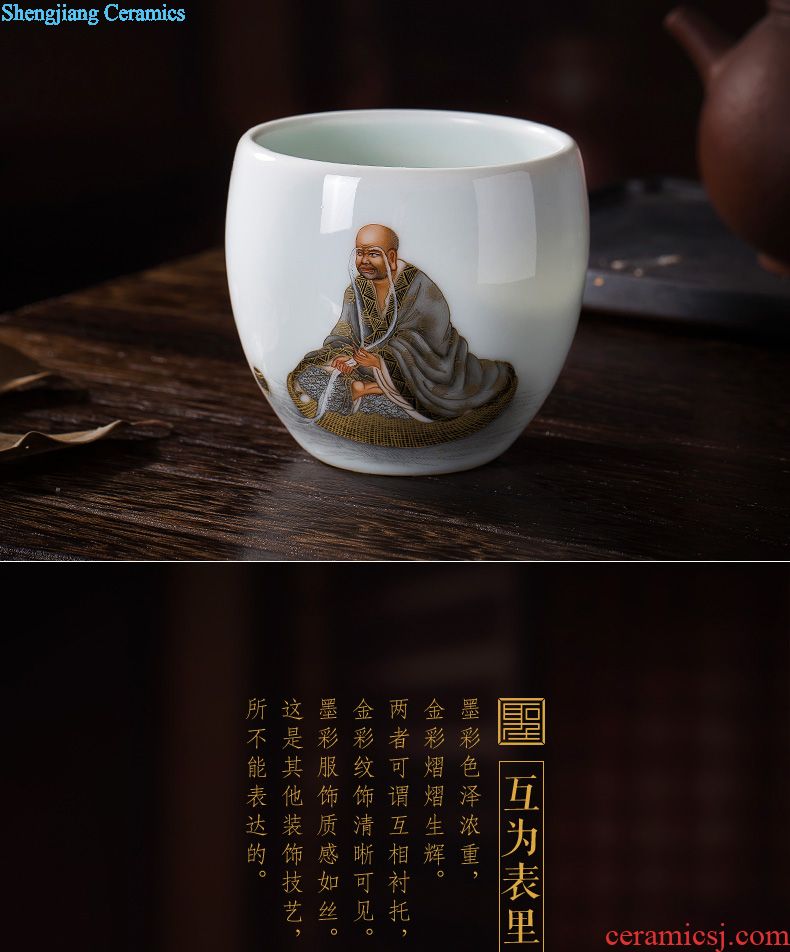 The big ceramic curios Hand-painted color ink paint 18 arhats sample tea cup cup all hand of jingdezhen tea service