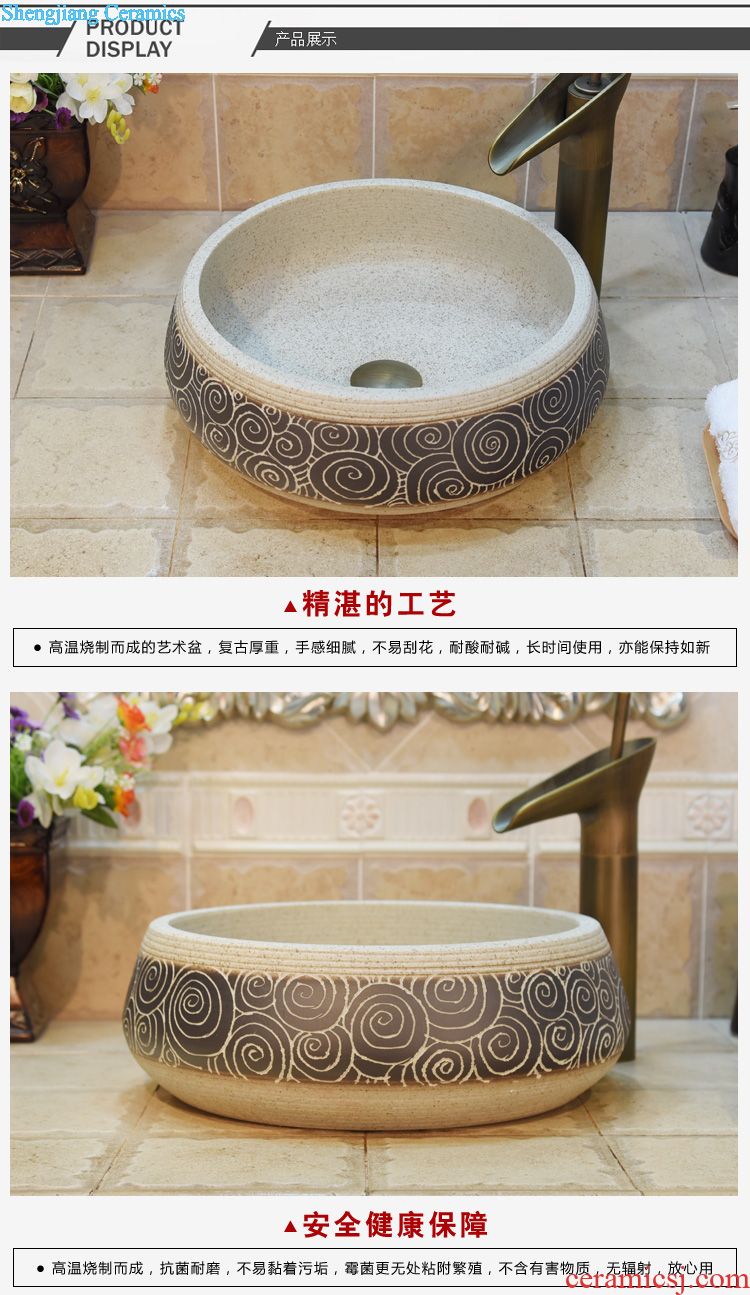 JingYuXuan jingdezhen ceramic bowl lavatory basin stage art lavabo waist drum grey black coil basin that wash a face