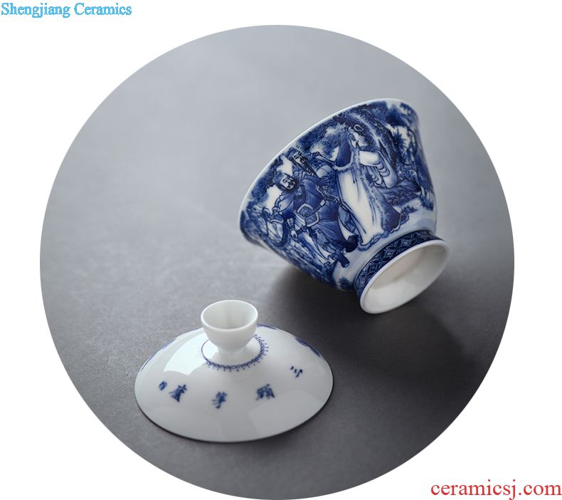 JingJun Jingdezhen high-end hand-painted color ink landscape sample tea cup Kung fu tea cups ceramic masters cup