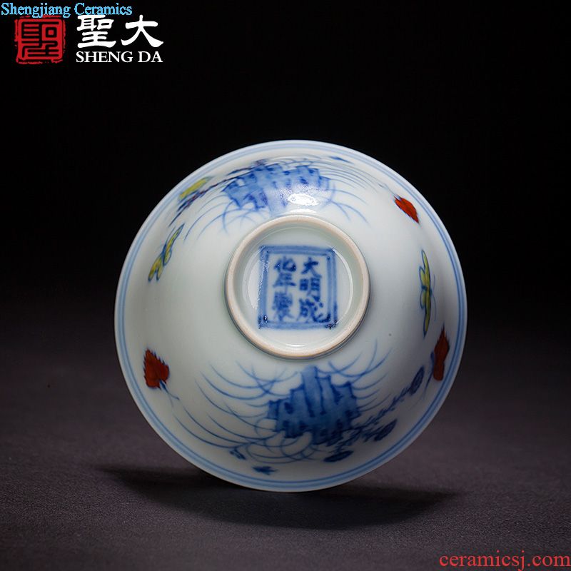 St the ceramic kung fu tea master cup hand-painted pastel landscape li Jiang Shantu sample tea cup of jingdezhen tea service